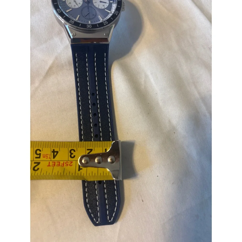 Guess Watch Mens OS Blue Excellent‎ Stainless Steel Multi-Function Sport Strap